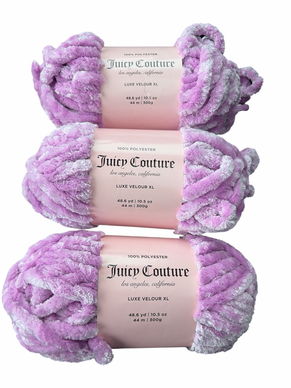 Juicy Couture Plush Luxe Velour Yarn in Violet Tulle - 3 Skeins